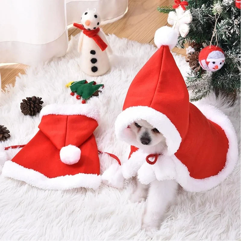 Camisola de Natal para Gatos ou Cães pequenos, Acessórios de Natal, Capa com capuz