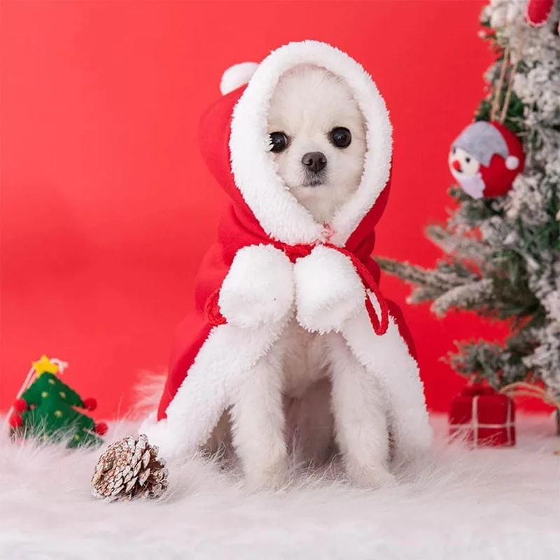 Camisola de Natal para Gatos ou Cães pequenos, Acessórios de Natal, Capa com capuz