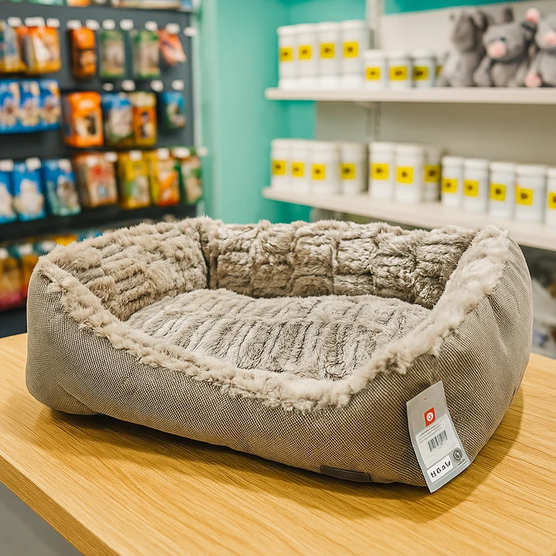 Quadratischer Liah-Korb in Taupe – Kuschelkissen – 60 x 48 x 19 cm