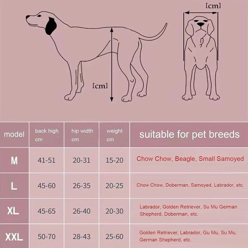 Cadeira de Rodas para Cães, para patas traseiras, Ajustável, Confortável e de Elevada Qualidade