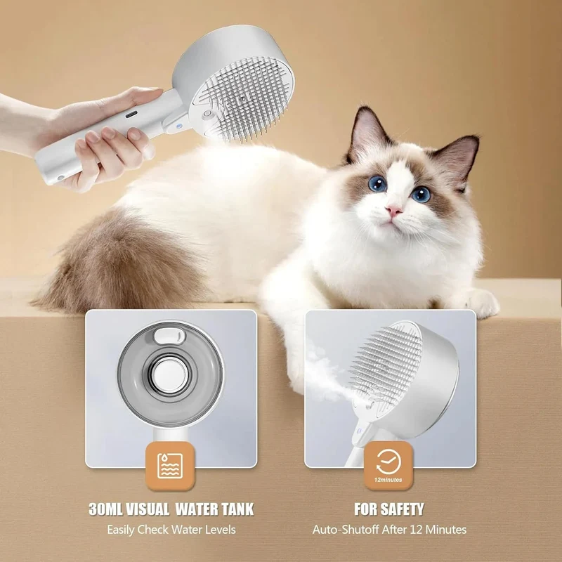 Escova para gatos 4-em-1 com Vapor