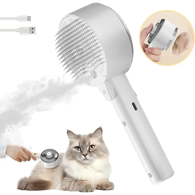 Escova para gatos 4-em-1 com Vapor