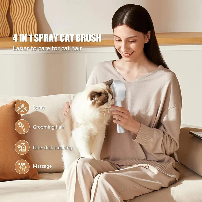 Escova para gatos 4-em-1 com Vapor