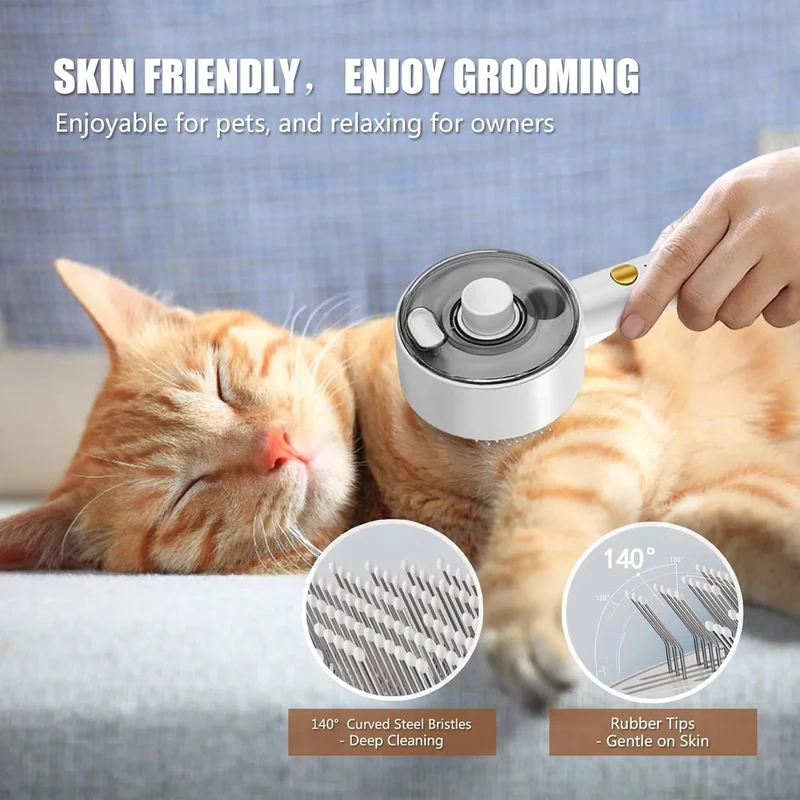 Escova para gatos 4-em-1 com Vapor
