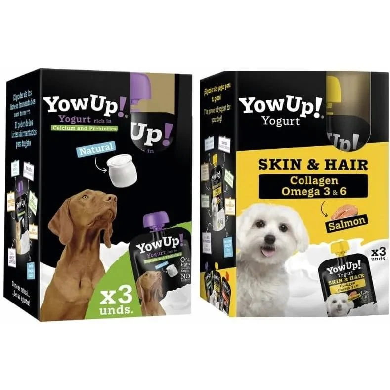 YowUp! Yogurt para cães: Snacks deliciosos naturais e saudáveis para o seu Pet (6 unidades) (3 natural + 3 salmão)