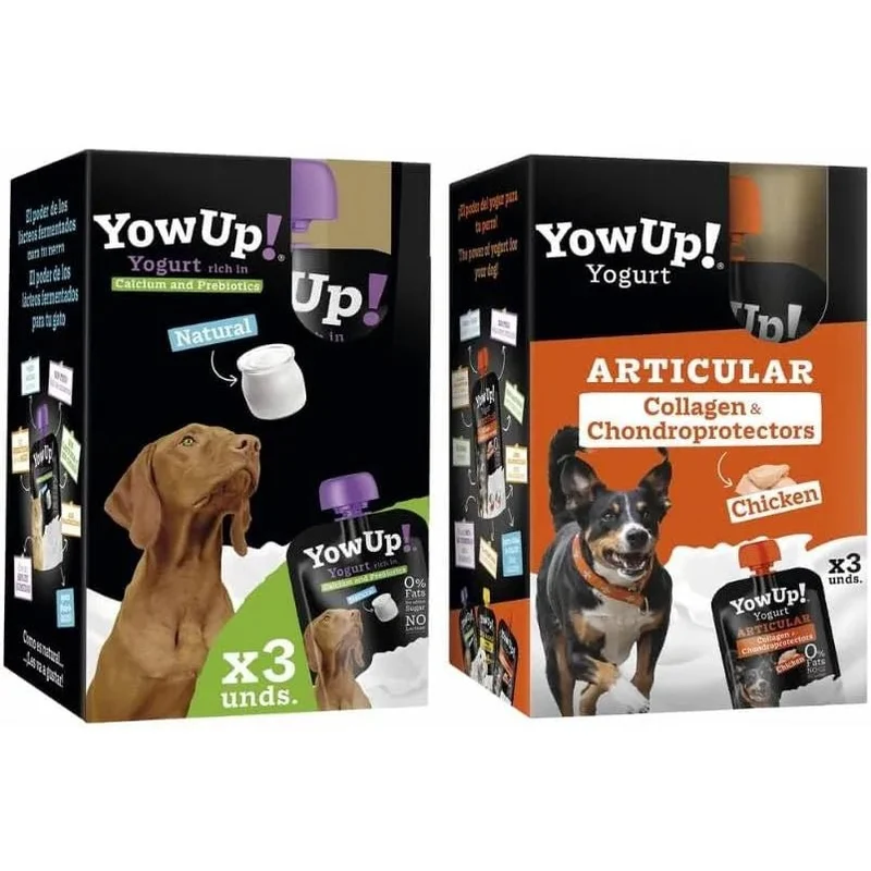 YowUp! Yogurt para cães: Snacks deliciosos naturais e saudáveis para o seu Pet - 3 sabores disponíveis (6 unidades) (3 natural + 3 frango)