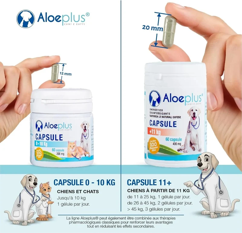 Cápsulas para cães e gatos até 10 kg - Suplemento natural à base de aloé arborescens orgânico, para o bem-estar de cães e gatos