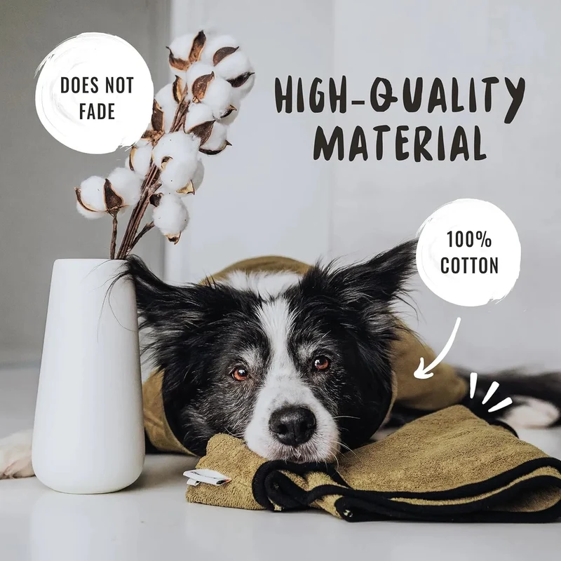 Roupão de banho para Cão - 100% algodão - Secagem rápida - Confortável e absorvente