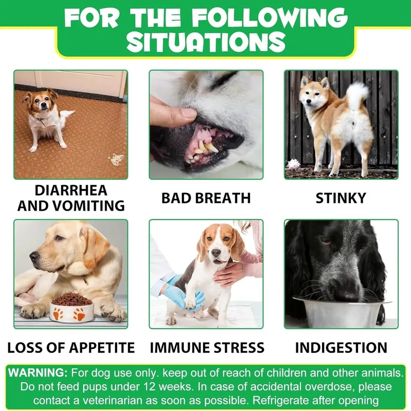 Comprimidos para mastigar probióticos para todos os cães, guloseimas digestivas pré e probióticas (desconforto no estômago, inchaço, comichão, diarreia) (120 gr, 30 unidades)