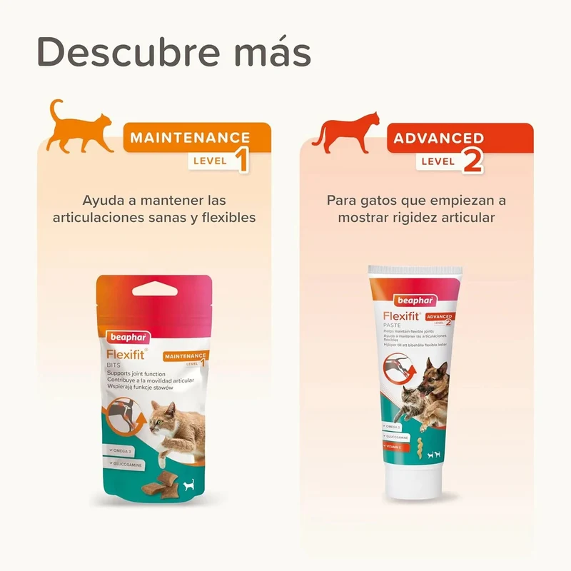 Beaphar Flexifit bits - Snack articular para gatos - sabor a peixe, ômega 3, glucosamina - 35 g
