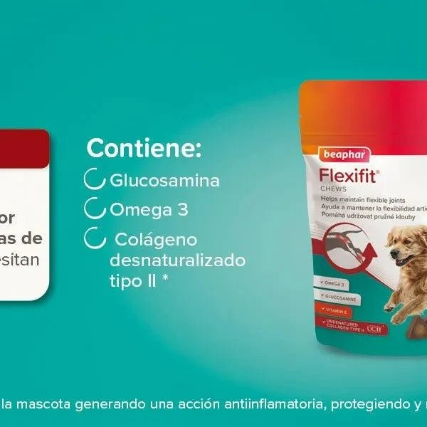 Beaphar Flexifit bits - Snack articular para gatos - sabor a peixe, ômega 3, glucosamina - 35 g