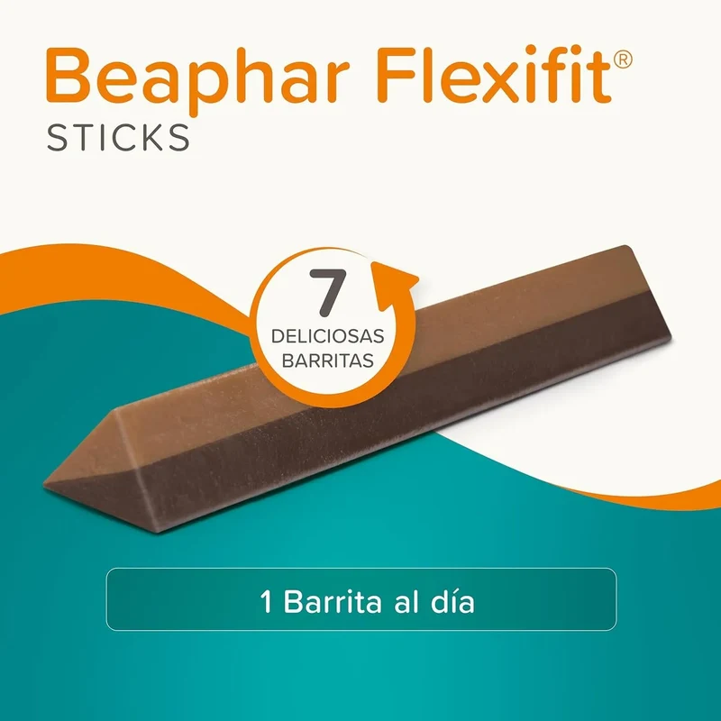 Beaphar Flexifit Sticks - barras articulares para cães ativos - sabor de carne, ômega 3, glucosamina e mexilhão de lábio verde - 175 g