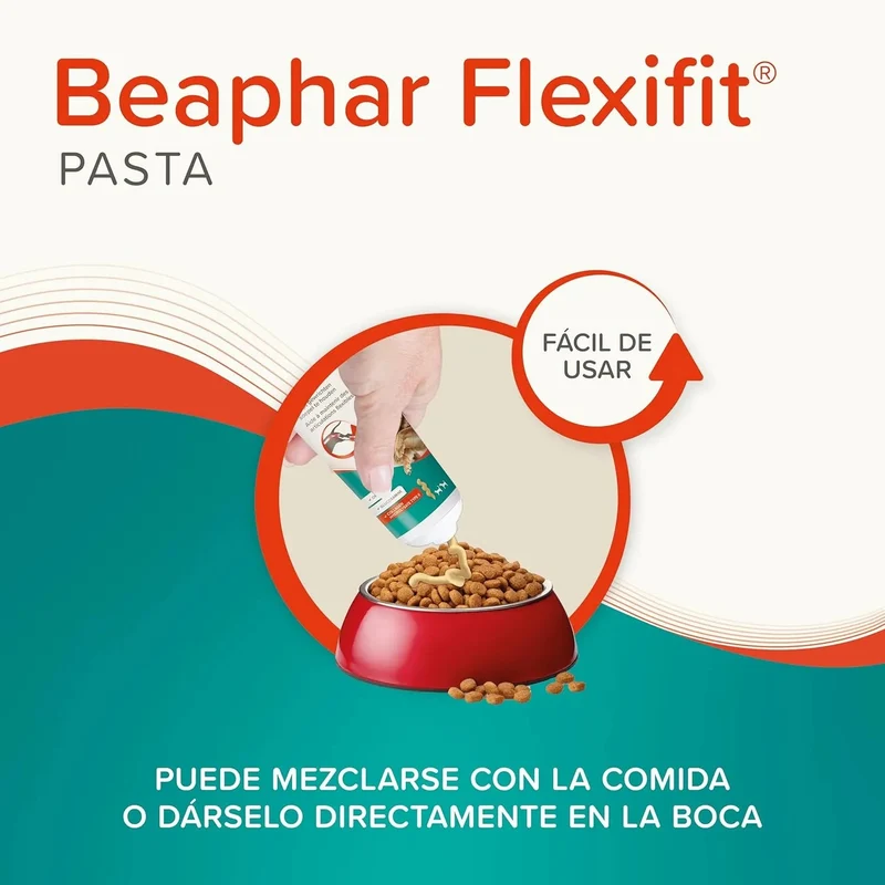 Beaphar Flexifit Pasta - suplemento articular para cães e gatos muito ativos ou com dor nas articulações - sabor a peixe, ômega 3, cálcio, vitamina E e glucosamina - 250 g
