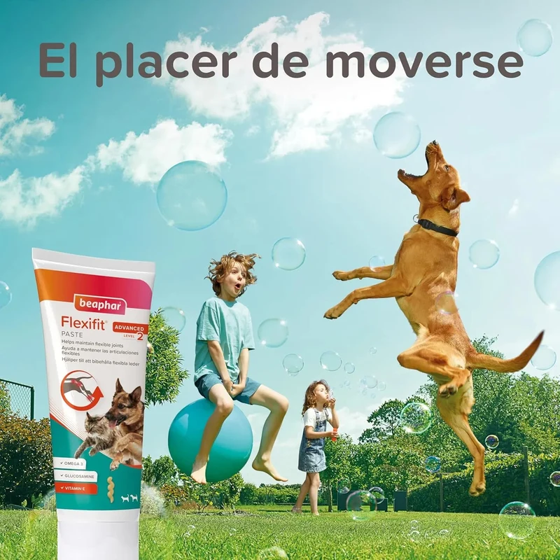 Beaphar Flexifit Pasta - suplemento articular para cães e gatos muito ativos ou com dor nas articulações - sabor a peixe, ômega 3, cálcio, vitamina E e glucosamina - 250 g