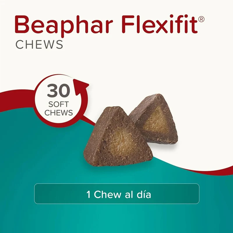 Beaphar Flexifit Chews – Suplemento Articular para Cães | Colágénio UC-II, Glucosamina & Ómega 3