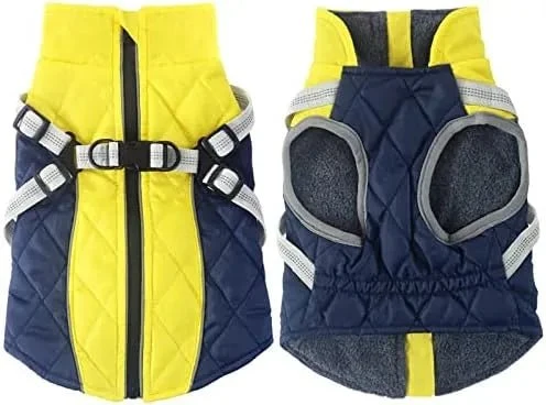 Casaco Amarelo e Azul, Impermeável, para cães, casaco quente com forro polar