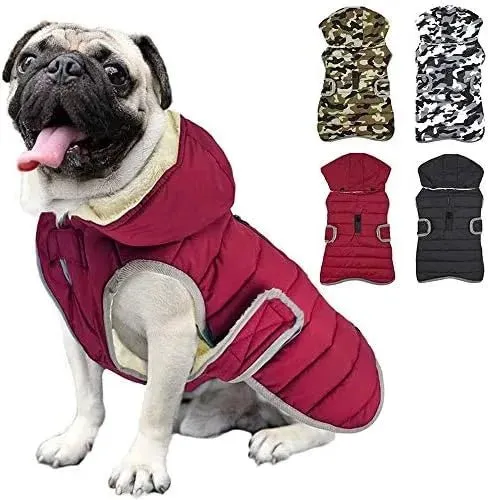 Casaco Vermelho Impermeável com capuz removível, para cães