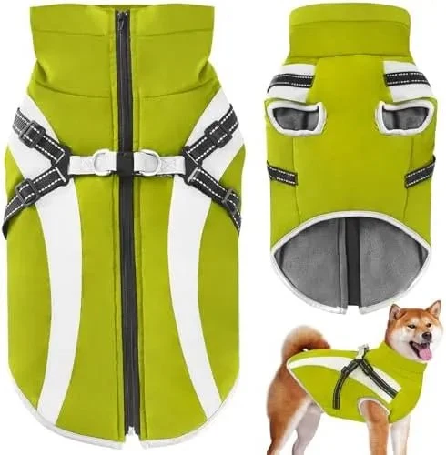 Casaco Verde para Cães, impermeável e térmico, com alças