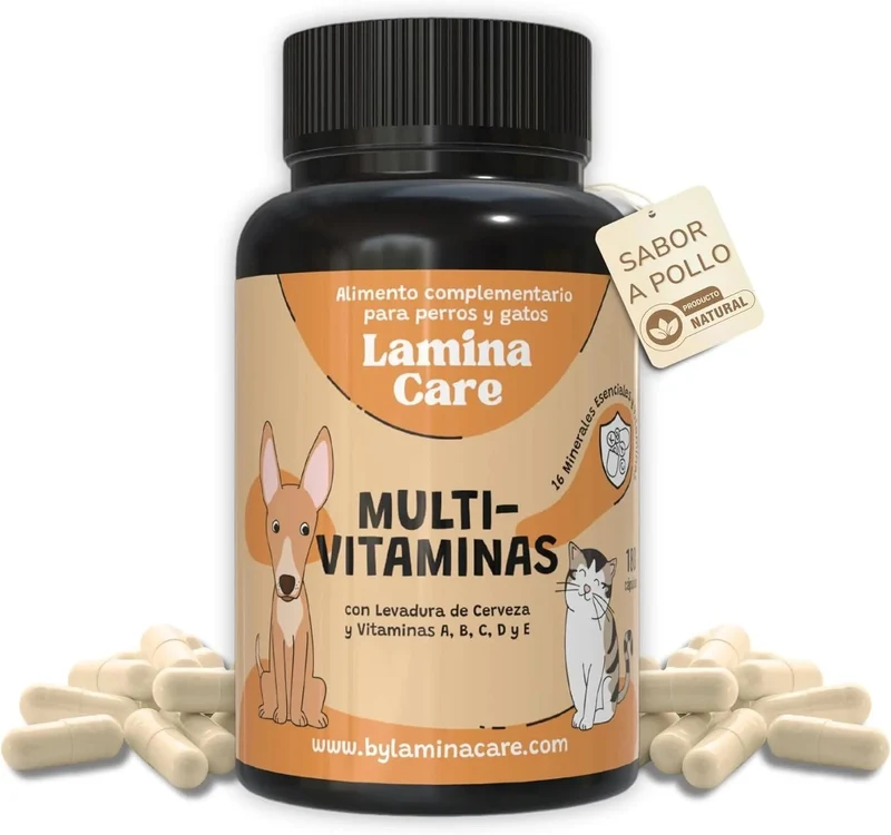 Lamina Care - Multi vitaminas para cães e gatos, fortalecem o sistema imunitário e as defesas, 180 cápsulas de vitaminas