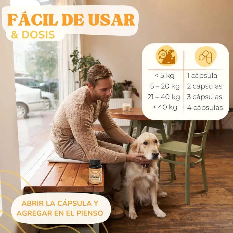 Lamina Care - Multi vitaminas para cães e gatos, fortalecem o sistema imunitário e as defesas, 180 cápsulas de vitaminas