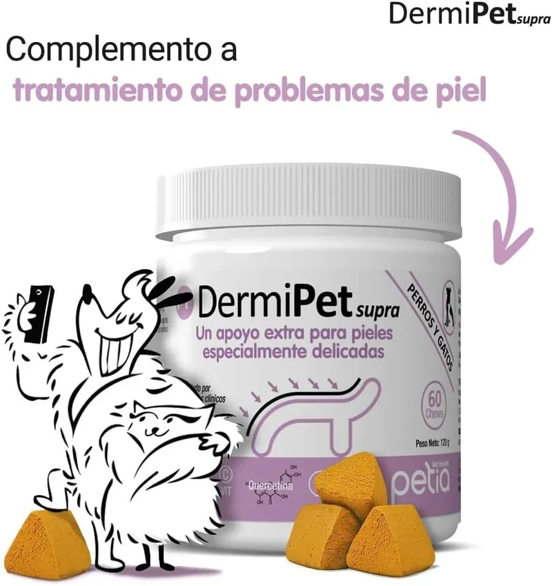 Dermipet Supra para Alergias e intolerâncias em gatos e cães - Botão Frutescens, Rihzoma Curcumae, Quercetina, vitamina C