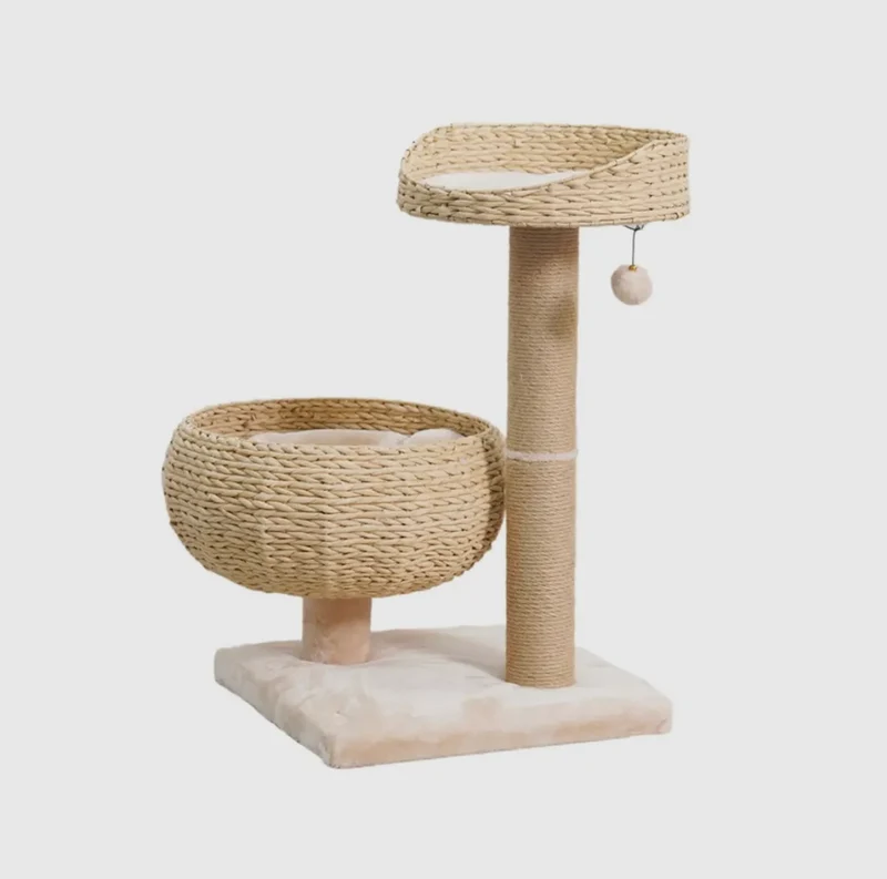 Cozy V2 Kratzbaum, natürlicher ästhetischer, handgewebter, mittelgroßer Katzenbaum