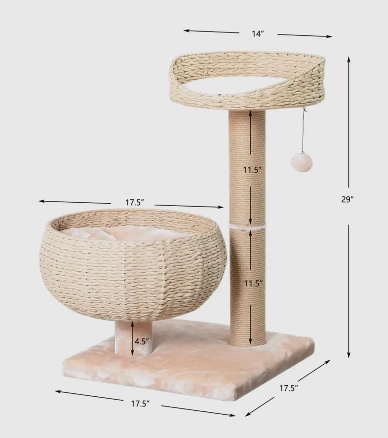 Cozy V2 Kratzbaum, natürlicher ästhetischer, handgewebter, mittelgroßer Katzenbaum