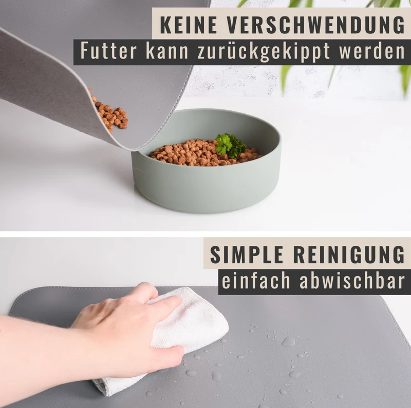 Futternapf-Unterlage aus veganem Leder - Hund & Katze | Grey