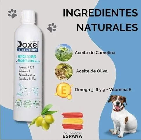 Doxel Articulações 1 L, Flex and Joints, óleo para cães, suplementos naturais nutricionais, antioxidantes, recuperação muscular, sistema imunitário reforçado