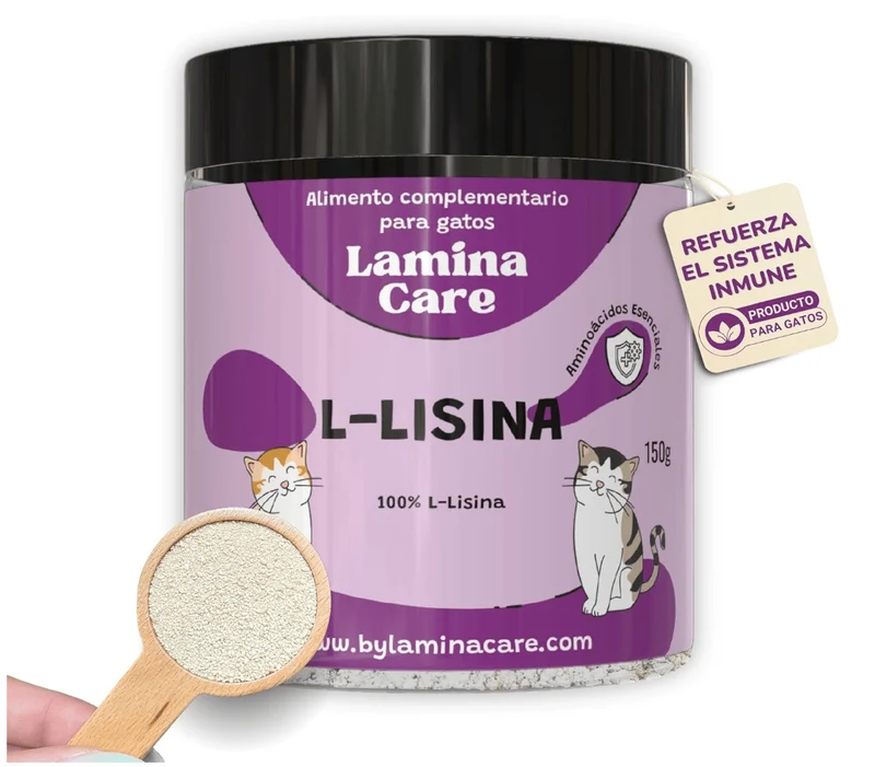 Lisina para gatos 100% natural para o sistema imunitário, de sabor agradável e fácil de adicionar à dieta diária (Lamina Care)