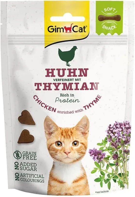 GimCat Soft Snacks frango com tomilho - Golosina macia para gatos, rica em proteínas e sem adição de açúcar, 1 saco (1 x 60 g)