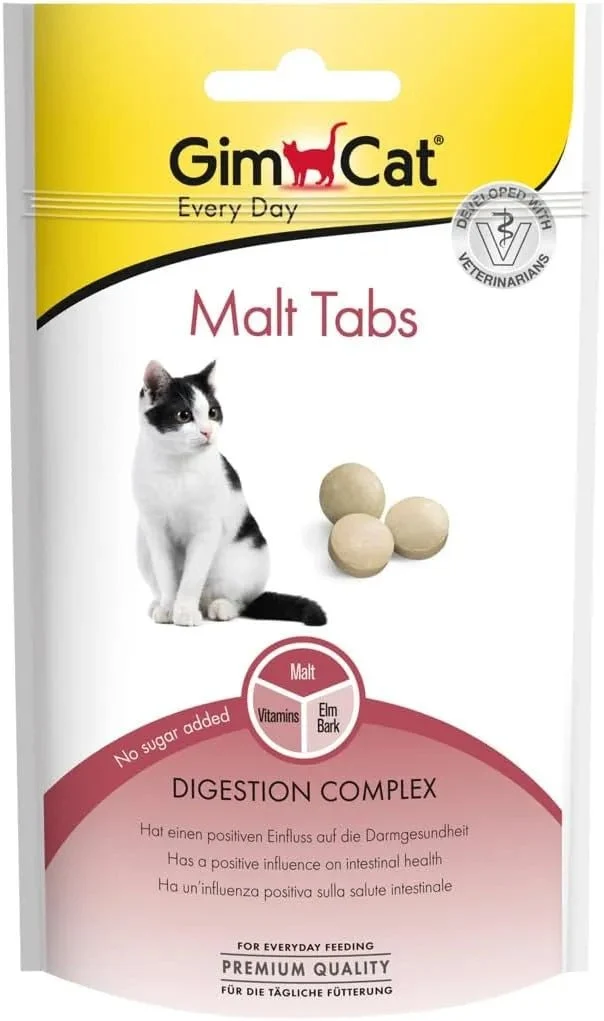 GimCat Malte comprimidos - Snack funcional para gatos que influencia positivamente a saúde intestinal - 1 bolsa (40 gramas)