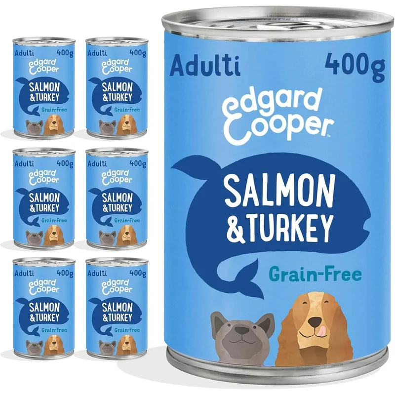 Edgard & Cooper Comida húmida para Cães, Puppy e Júnior - Sem cereais 400 gr x 6 latas, alimentação saudável saborosa e equilibrada