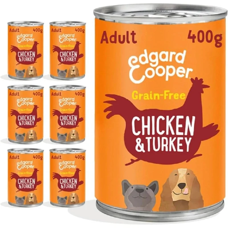 Edgard & Cooper Comida húmida para Cães, Puppy e Júnior - Sem cereais 400 gr x 6 latas, alimentação saudável saborosa e equilibrada