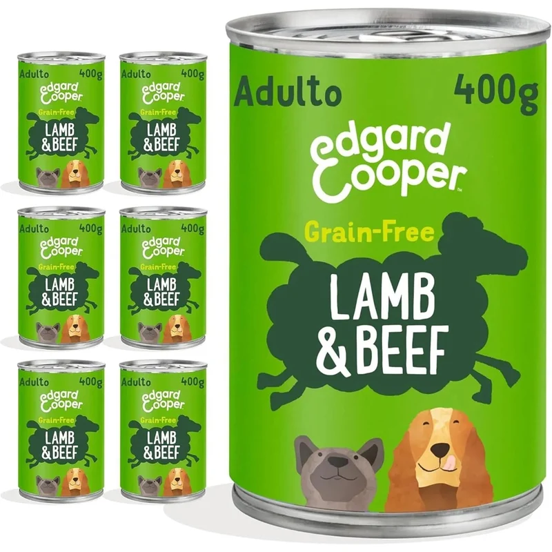 Edgard & Cooper Comida húmida para Cães, Puppy e Júnior - Sem cereais 400 gr x 6 latas, alimentação saudável saborosa e equilibrada
