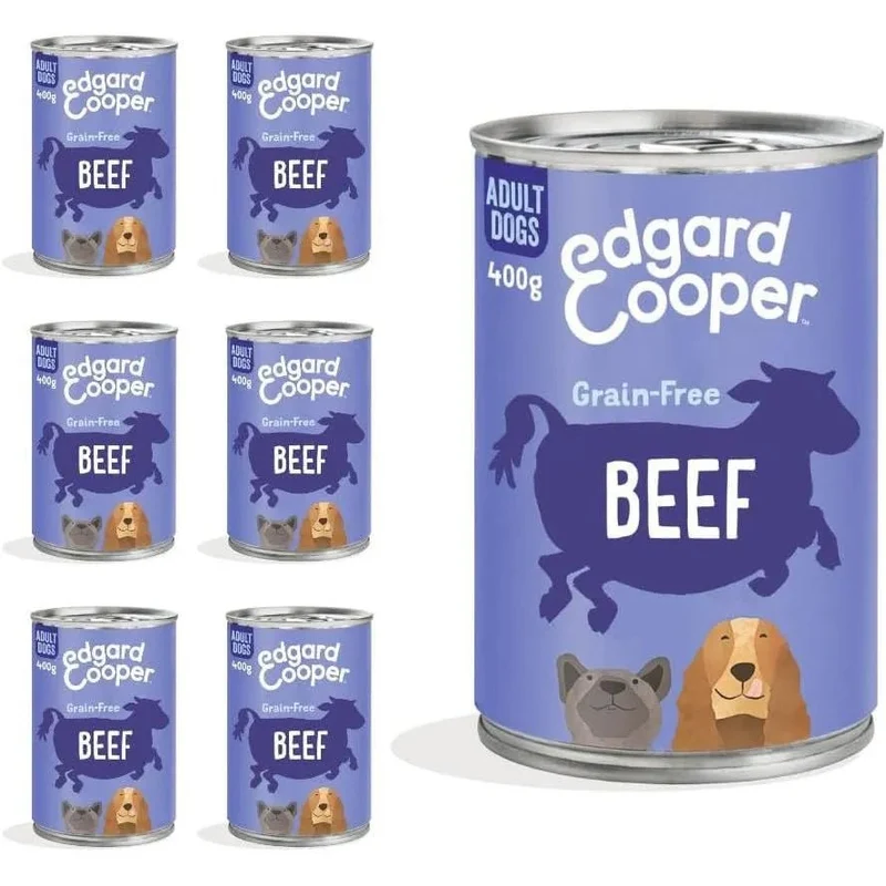 Edgard & Cooper Comida húmida para Cães, Puppy e Júnior - Sem cereais 400 gr x 6 latas, alimentação saudável saborosa e equilibrada