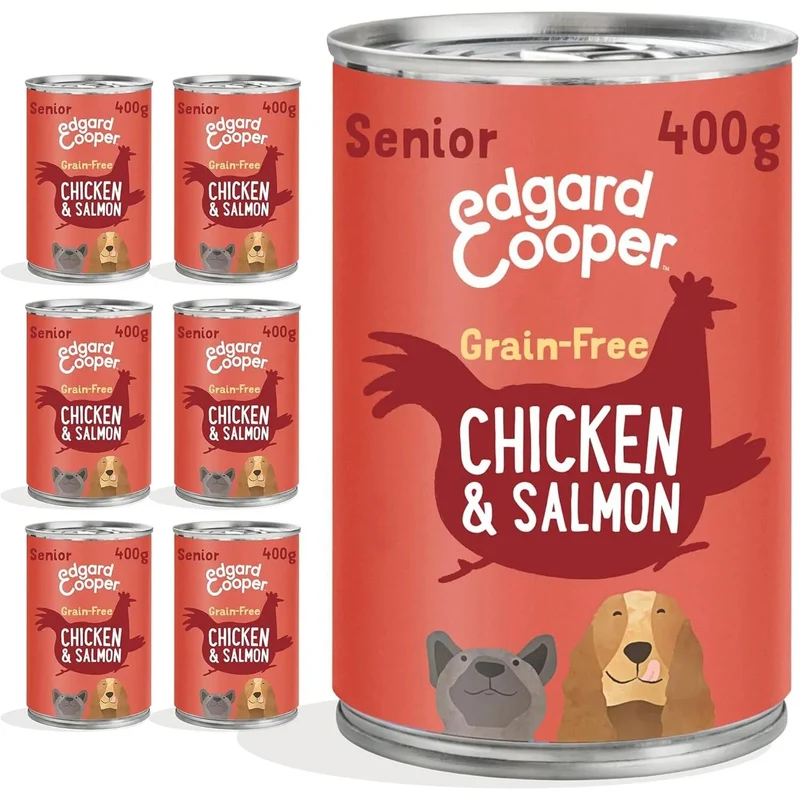 Edgard & Cooper Comida húmida para Cães, Puppy e Júnior - Sem cereais 400 gr x 6 latas, alimentação saudável saborosa e equilibrada
