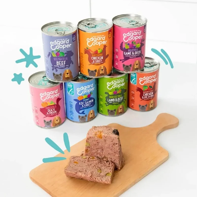 Edgard & Cooper Comida húmida para Cães, Puppy e Júnior - Sem cereais 400 gr x 6 latas, alimentação saudável saborosa e equilibrada