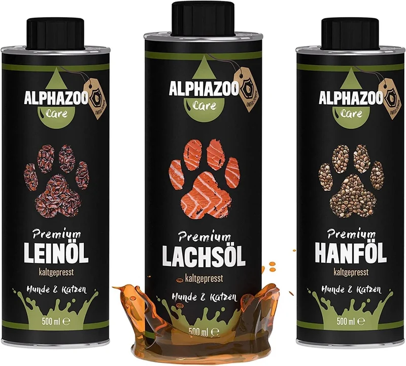 Barf-Trio, óleo de salmão, linhaça e cânhamo para cães e gatos, suplemento alimentar, energia para o coração e a circulação, cuidado com a pele e imunológico, ômega 3 e 6