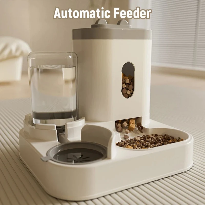 Dispensador de água e alimentos para gatos, com grande capacidade, abastecimento de água potável + recipiente de alimentos