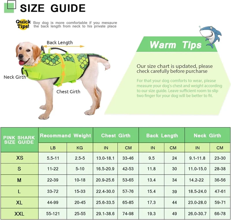 Flutuador, Colete Salva-Vidas para cães pequenos e grandes
