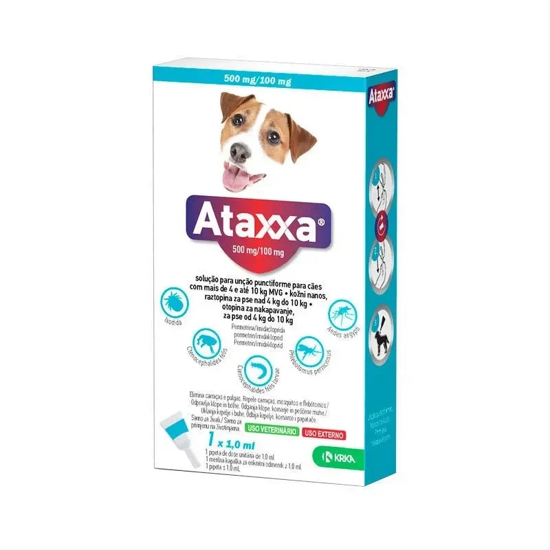ATAXXA 500/100mg, cães de 4kg-10kg - Uma pipeta para o controlo de parasitas externos em cães (permetrina, imidacloprida)