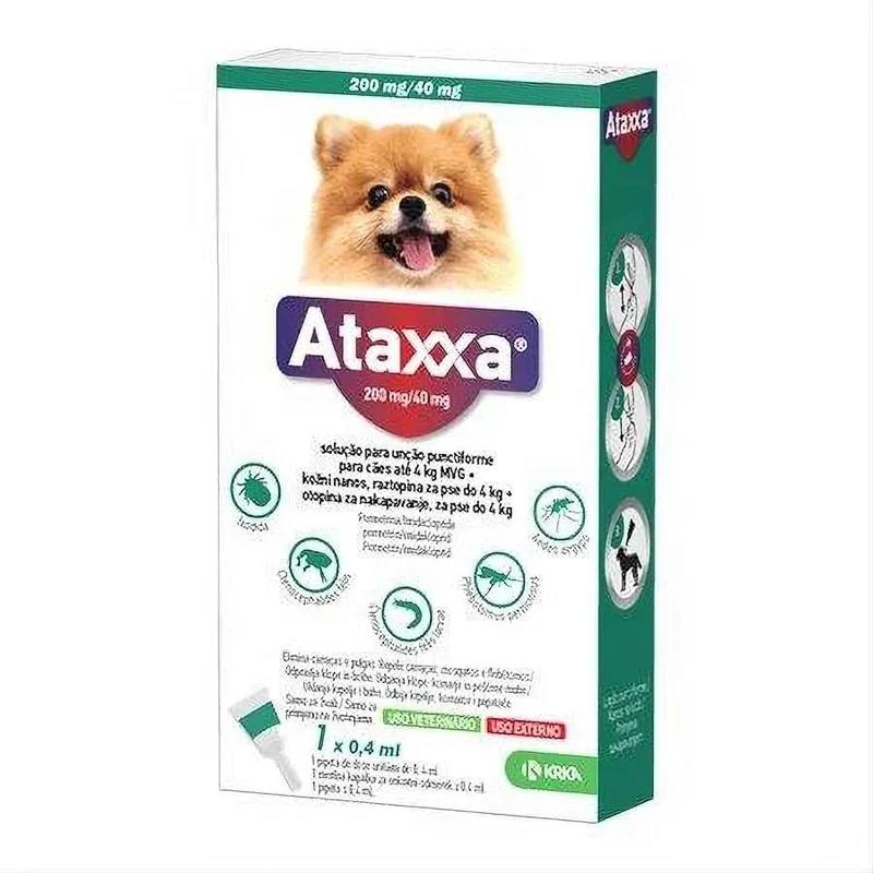 ATAXXA 200/40mg Pipeta Antiparasitária para Cães até 4kg | Anti-Pulgas e Carraças
