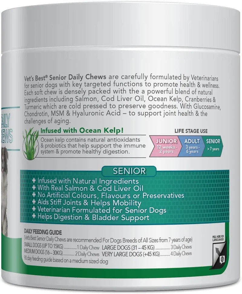 Daily Soft Chews - Suplementos para cães idosos, cães adultos ou cachorrinhos