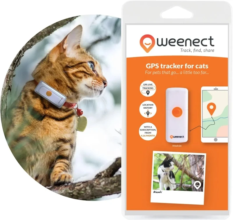 Novo GPS para gatos | Cat XS | mini rastreador GPS em tempo real | o menor do mercado | subscrição | coleira incluída
