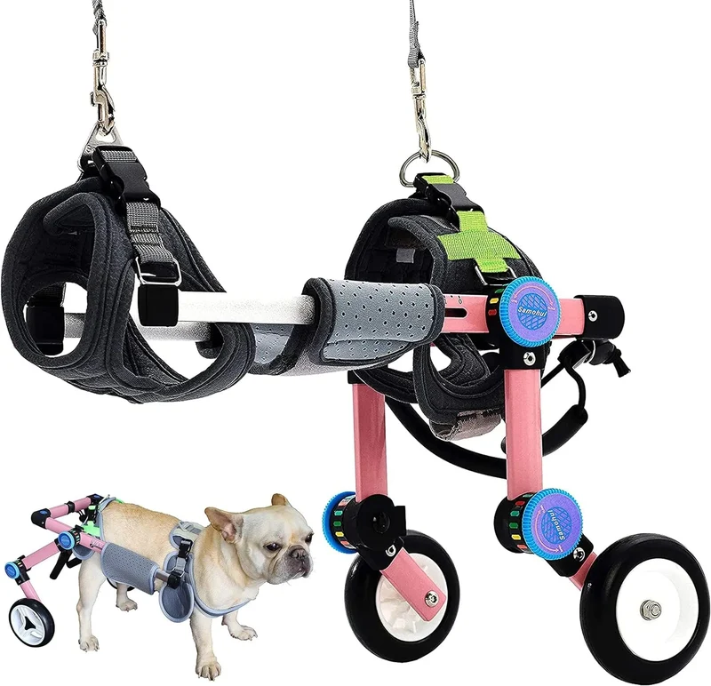 Cadeira de rodas para cães / cadeira de rodas ajustável, ajuda animais pequenos com pernas traseiras paralisadas a restaurar a mobilidade 2 cores (XS branco)