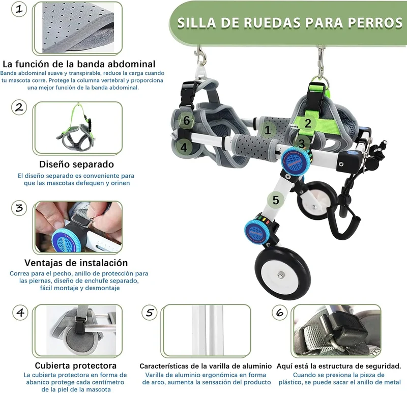 Cadeira de rodas para cães / cadeira de rodas ajustável, ajuda animais pequenos com pernas traseiras paralisadas a restaurar a mobilidade 2 cores (XS branco)