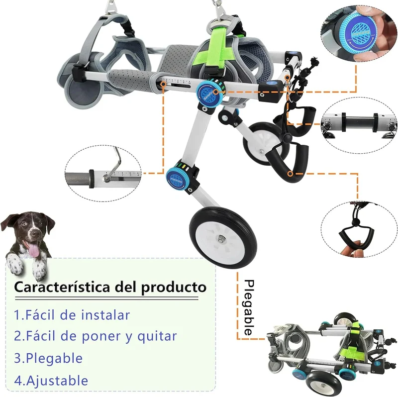 Cadeira de rodas para cães / cadeira de rodas ajustável, ajuda animais pequenos com pernas traseiras paralisadas a restaurar a mobilidade 2 cores (XS branco)