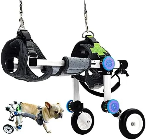 Cadeira de rodas para cães / cadeira de rodas ajustável, ajuda animais pequenos com pernas traseiras paralisadas a restaurar a mobilidade 2 cores (XS branco)