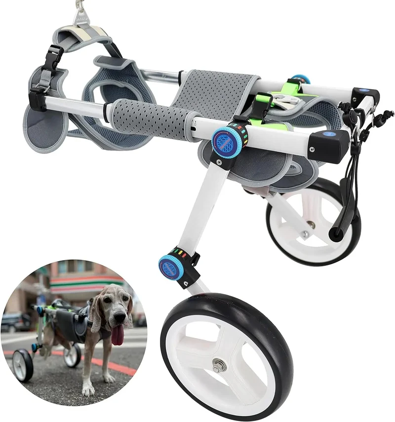 Cadeira de rodas para cães / cadeira de rodas ajustável, ajuda animais pequenos com pernas traseiras paralisadas a restaurar a mobilidade 2 cores (XS branco)